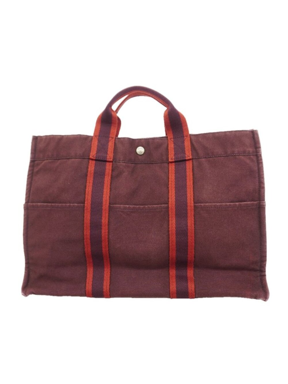 Hermes Tote Bag Fourre Tout MM Canvas Bordeaux Silver